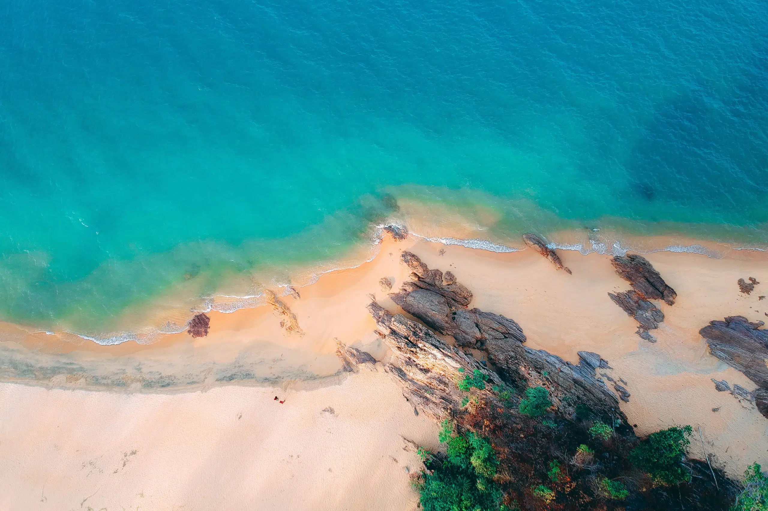 aerial view of tropical ocean sands.