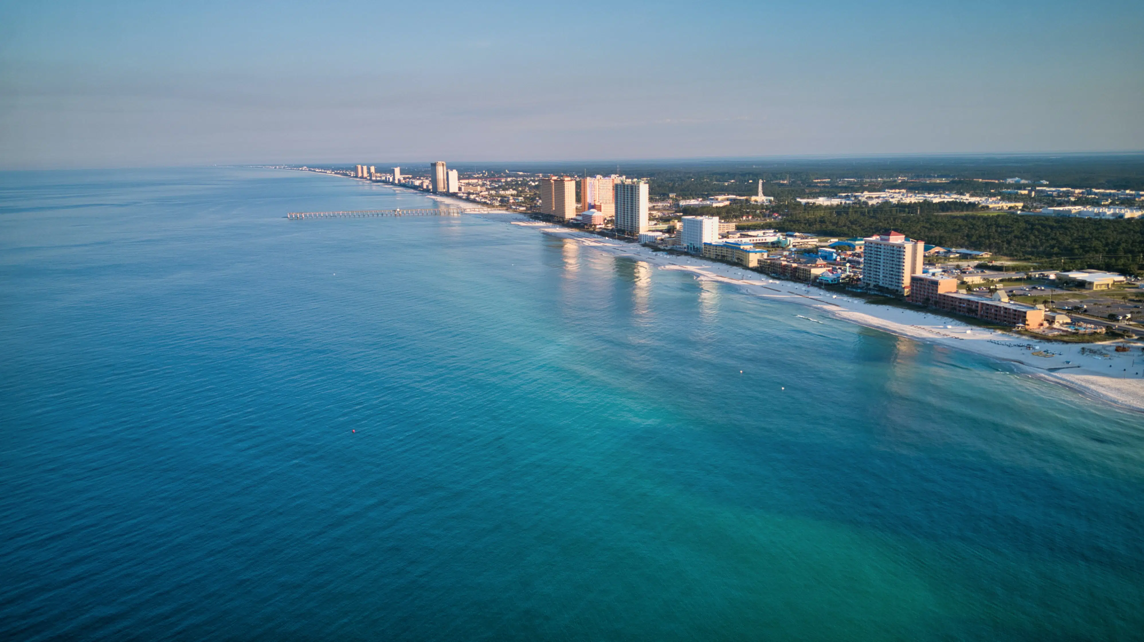 aerial view of panama city beach florida.